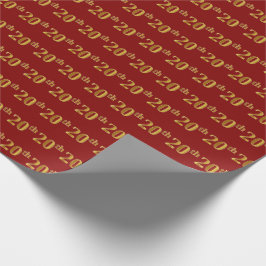 Rood, Faux Gold 20ste (twintigste) Evenement Cadeaupapier