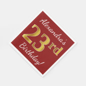 Rood, Faux Gold 23 e verjaardag + Aangepaste naam Servet (Hoek)