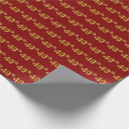 Rood, Faux Gold 40ste (veertigste) Evenement Cadeaupapier