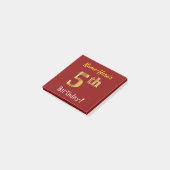 Rood, Faux Gold 5th Birthday, met aangepaste naam Post-it® Notes (Schuin)