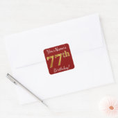 Rood, Faux Gold 77th Birthday + Sticker voor aange (Envelop)