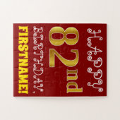 Rood, Faux Gold 82e verjaardag + Eigen naam Puzzle Legpuzzel (Horizontaal)