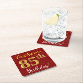 Rood, Faux Gold 85th Birthday + Eigen naam Kartonnen Onderzetters (Insitu)