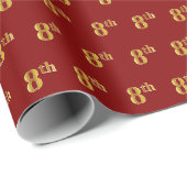 Rood, Faux Gold 8th (achtste) evenement Cadeaupapier (Rol Hoek)