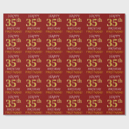Rood, Faux Gold "HAPPY 35th BIRTHDAY" Cadeaupapier