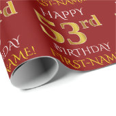 Rood, Faux Gold "HAPPY 53rd BIRTHDAY" Cadeaupapier (Rol Hoek)