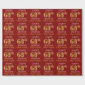 Rood, Faux Gold "HAPPY 68th BIRTHDAY" Cadeaupapier (Vlak)
