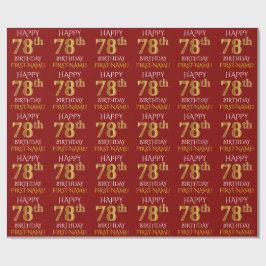 Rood, Faux Gold "HAPPY 78th BIRTHDAY" Cadeaupapier