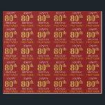 Rood, Faux Gold "HAPPY 80th BIRTHDAY" Cadeaupapier<br><div class="desc">Dit wikkelpapierontwerp heeft een boodschap als "HAPPY 80th BIRTHDAY",  waarbij de "80th" een faux/imitatie gouden uiterlijk heeft. Het heeft ook een gepersonaliseerde naam en een rood gekleurde achtergrond. Het kan misschien worden gebruikt bij het inpakken van geschenken die worden gegeven voor iemands tachtigste verjaardag. [~Z0000131]</div>