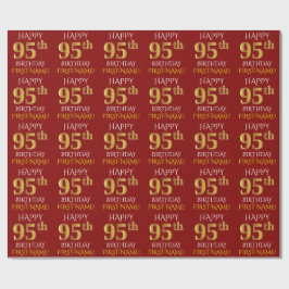 Rood, Faux Gold "HAPPY 95th BIRTHDAY" Cadeaupapier