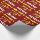 Rood, Faux/Imitatie Goud, "70ste VERJAARDAG" Cadeaupapier (Hoek)