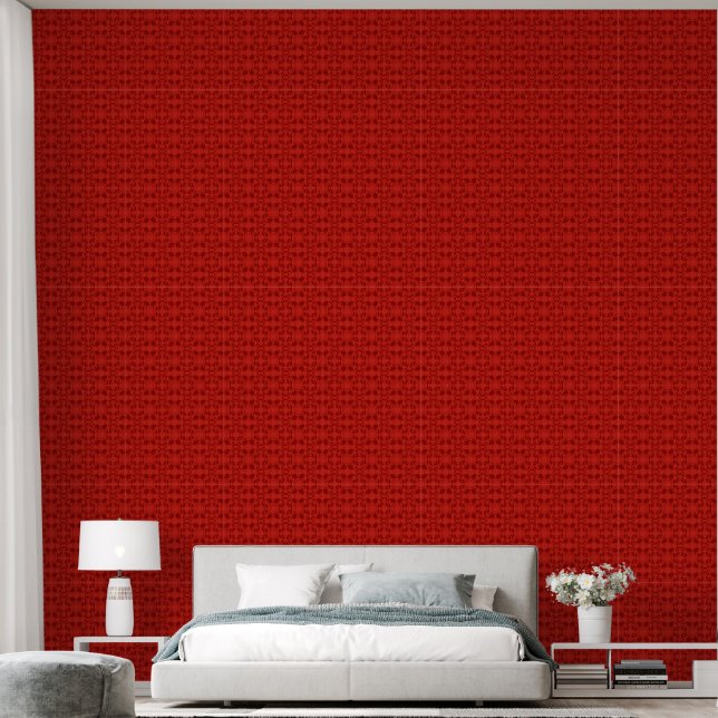 Rood Faux Kant Patroon Wallpaper Behang (Slaapkamer)