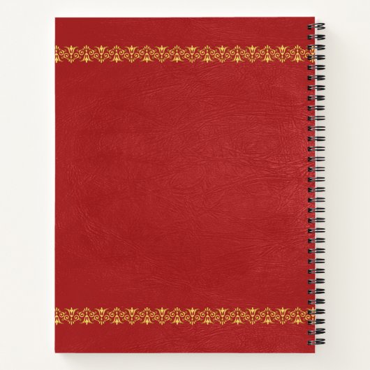 Rood faux leder  gouden rand notitieboek (Achterkant)
