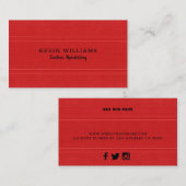 Rood faux leder textuur gestikt effect visitekaartje (Voorkant / Achterkant)