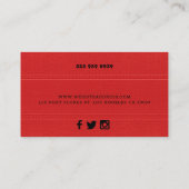 Rood faux leder textuur gestikt effect visitekaartje (Achterkant)