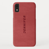 Rood Faux lederen textuur Case-Mate iPhone Case (Achterkant)