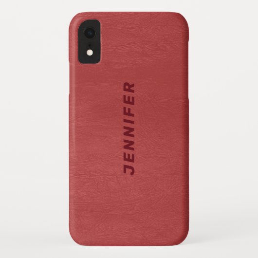 Rood Faux lederen textuur Case-Mate iPhone Case (Achterkant)