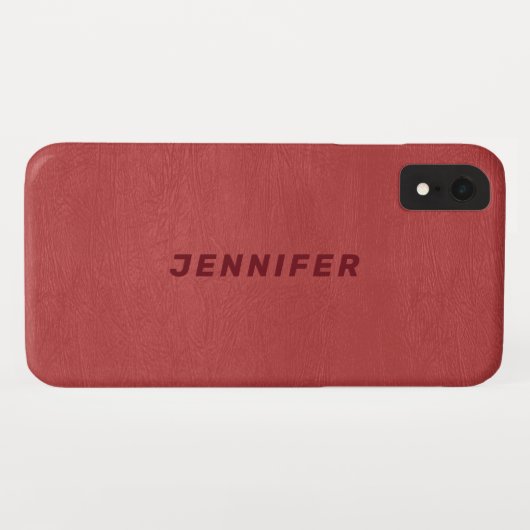 Rood Faux lederen textuur Case-Mate iPhone Case (Achterkant (horizontaal))
