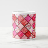 Rood Faux Patchwork Quiltpatroon Grote Koffiekop (Voorkant)