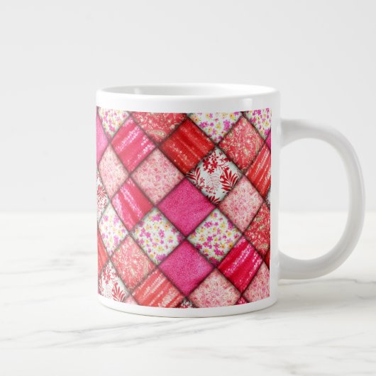 Rood Faux Patchwork Quiltpatroon Grote Koffiekop (Rechts)