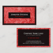 Rood Faux Suede Lederen Bloemen Design Visitekaartje (Voorkant / Achterkant)