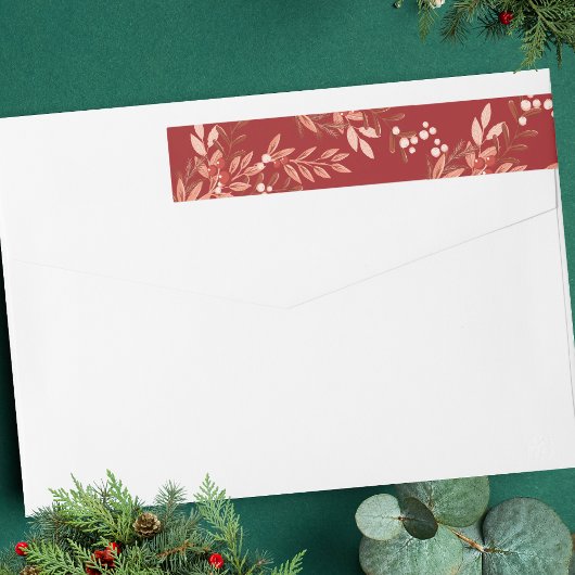 Rood Feestelijk blad Bloemen Kerstmis Retouradres