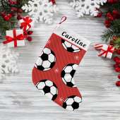 Rood feestelijk Voetbal & Snowflake Kinder naam Pa Kleine Kerstsok