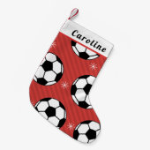 Rood feestelijk Voetbal & Snowflake Kinder naam Pa Kleine Kerstsok (Voorkant (Hangend))