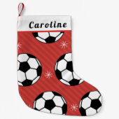 Rood feestelijk Voetbal & Snowflake Kinder naam Pa Kleine Kerstsok (Voorkant)