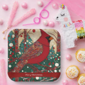 Rood Feestelijk Vrolijk Kerstfeest Papieren Bordje (Feest)