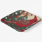 Rood Feestelijk Vrolijk Kerstfeest Papieren Bordje (Gebogen)