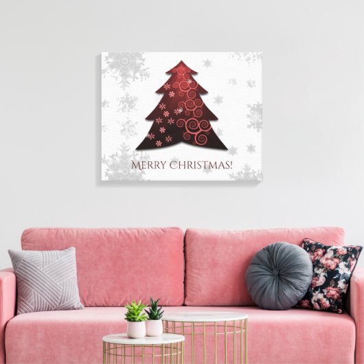 Rood feestelijke kerstboomschilderdruk canvas afdruk (Insitu (Woonkamer))
