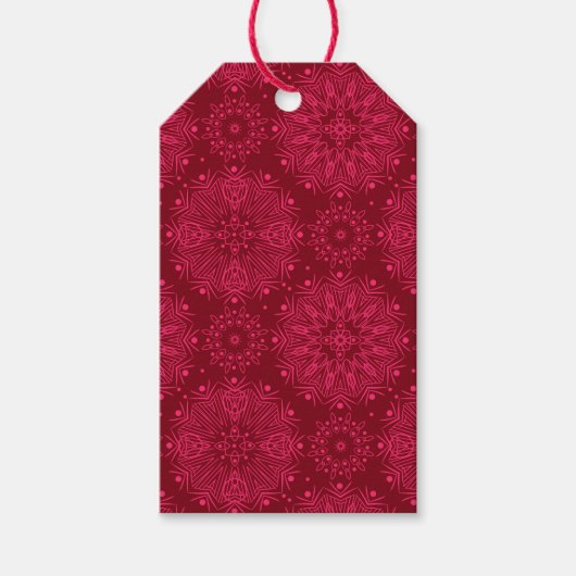 Rood feestpatroon cadeaulabel (Voorkant)