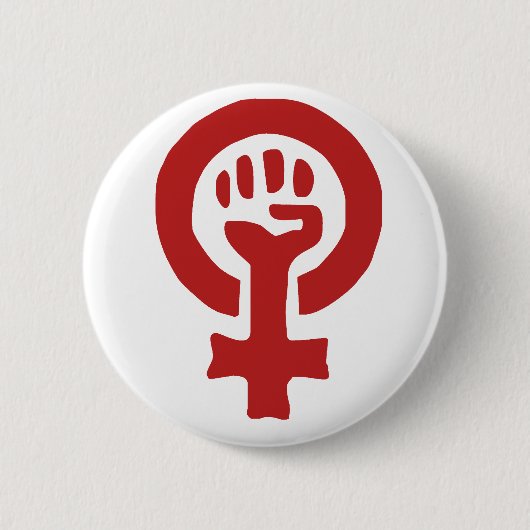 Rood feminisme symbool ronde button 5,7 cm (Voorkant)