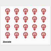 Rood feminisme symbool ronde sticker (Vel)
