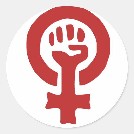 Rood feminisme symbool ronde sticker (Voorkant)