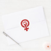 Rood feminisme symbool ronde sticker (Envelop)