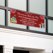 Rood Festief Kerstspel Kerk Evenement Spandoek (Buitenkant Gebouw)