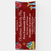 Rood Festief Kerstspel Kerk Evenement Spandoek (Verticaal)