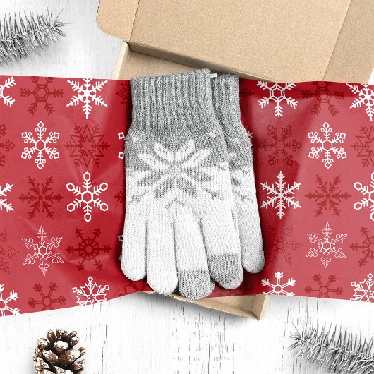 Rood Festief Sneeuwvlokpatroon Tissuepapier