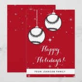 Rood Festief Softbal Honkbal Vakanties Bal Sporten Feestdagenkaart (Voorkant / Achterkant)
