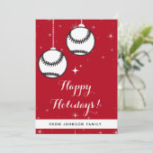 Rood Festief Softbal Honkbal Vakanties Bal Sporten Feestdagenkaart (Staand voorkant)