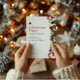 Rood Festivistisch Minimalistisch Kerstfeest Kaart