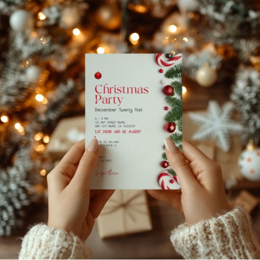 Rood Festivistisch Minimalistisch Kerstfeest Kaart
