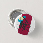 Rood fietsen met Retrostijl Ronde Button 3,2 Cm (Voorkant /achterkant)