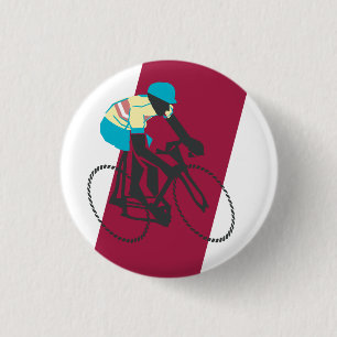 Rood fietsen met Retrostijl Ronde Button 3,2 Cm