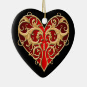 Rood Filigraan Hart Hart Hanger Keramisch Ornament (Rechts)