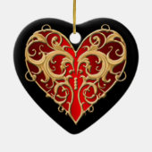 Rood Filigraan Hart Hart Hanger Keramisch Ornament (Achterkant)