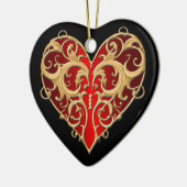Rood Filigraan Hart Hart Hanger Keramisch Ornament (Links)