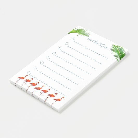 Rood flamingos en groen palm laat alles te doen post-it® notes (Schuin)